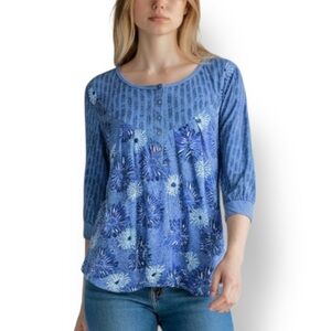 4/$20 No Boundaries Blue Floral Babydoll Tunic Top – XL (15/17)